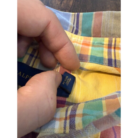 Polo Ralph Lauren 3XLT Plaid Cotton Short Sleeve Button Down Shirt Flesh Pony - Picture 4 of 10